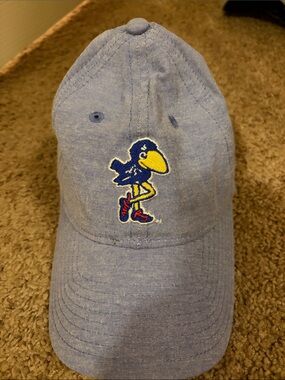 Twenty Light Blue Kids Baseball Cap with Yellow & Red Embroidered Mascot